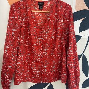 Rachel Zoe Red Floral Women's Top